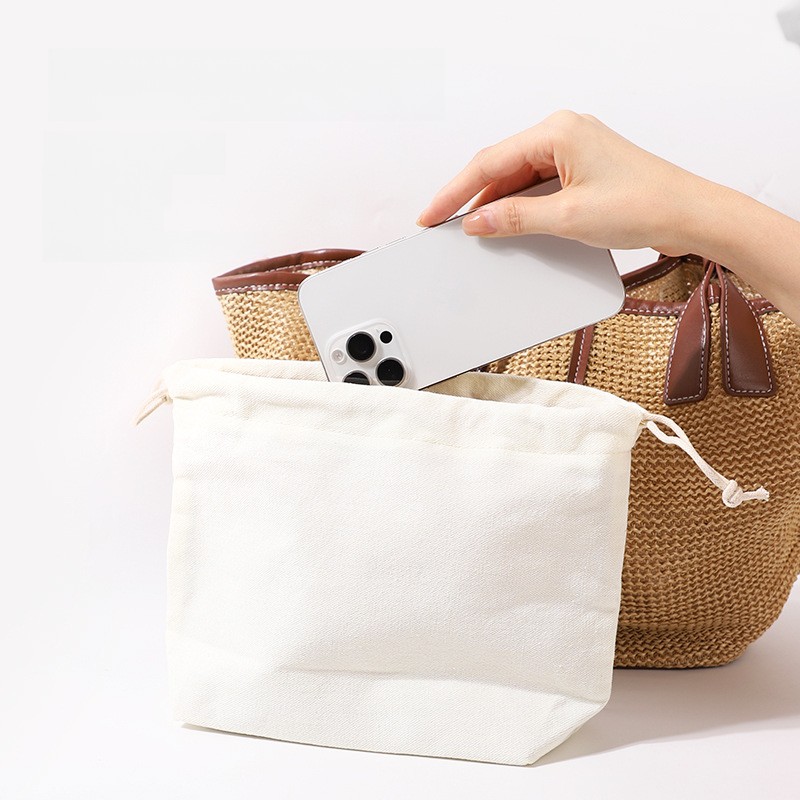 Woven Tote and Drawstring Pouch Set