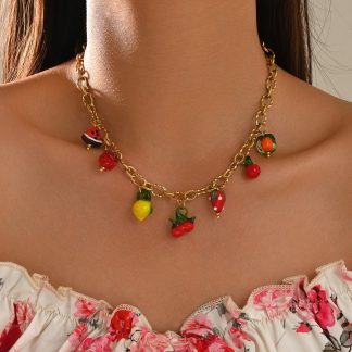 Colorful Stone-Accent Chain Necklace