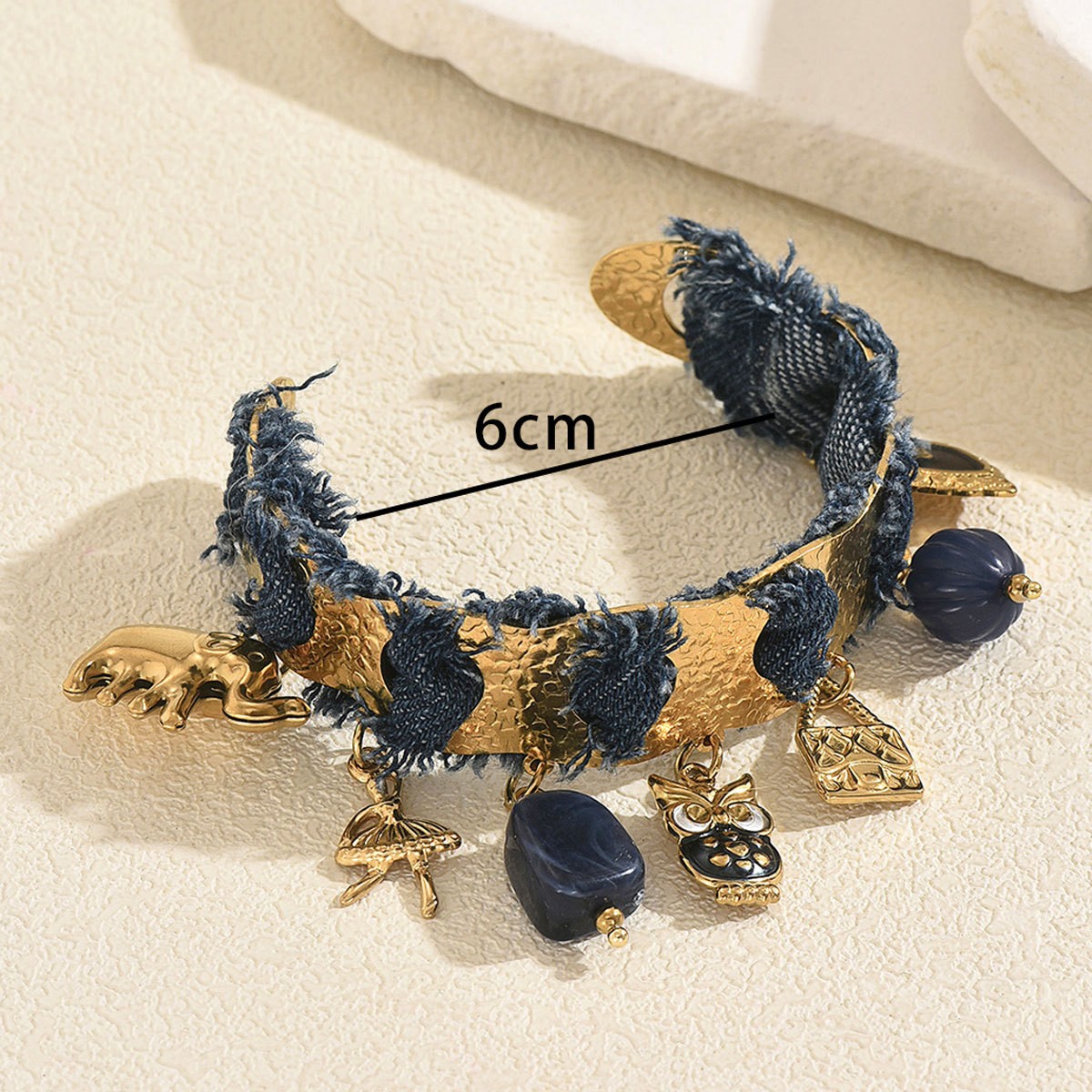Textured Moon and Star Cuff Bracelet