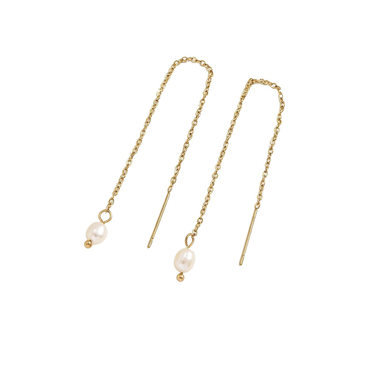 Fine Chain Pearl-Accent Earrings
