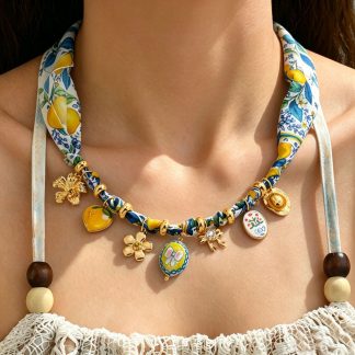 Floral Scarf Charm Necklace