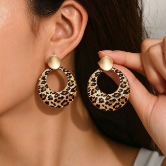 Leopard-Print Disc Drop Earrings