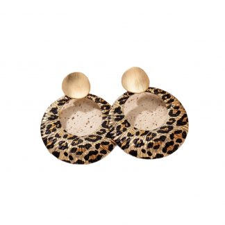 Leopard-Print Disc Drop Earrings - alternate view