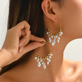Crescent Crystal-Accent Drop Earrings