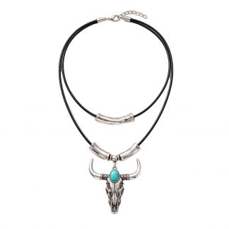 Layered Bull-Head Pendant Necklace - alternate view