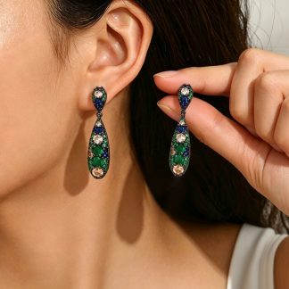 Multicolor Stone-Accent Long Drop Earrings