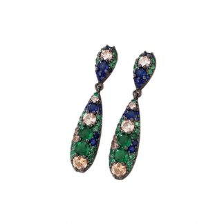 Multicolor Stone-Accent Long Drop Earrings - alternate view