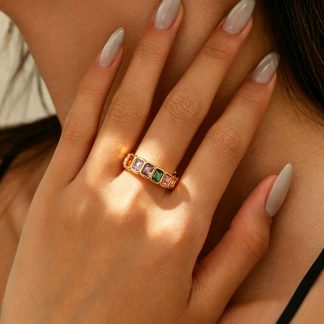 Multicolor Stone-Accent Open Ring