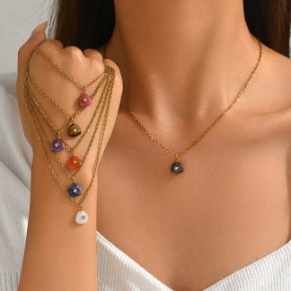 Colorful Stone-Accent Pendant Necklace