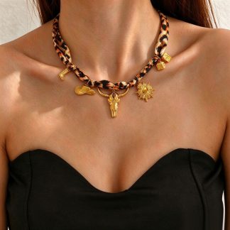 Scarf and Chain Charm Necklace