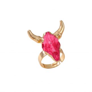 Bull-Head Color-Inlay Open Ring - alternate view