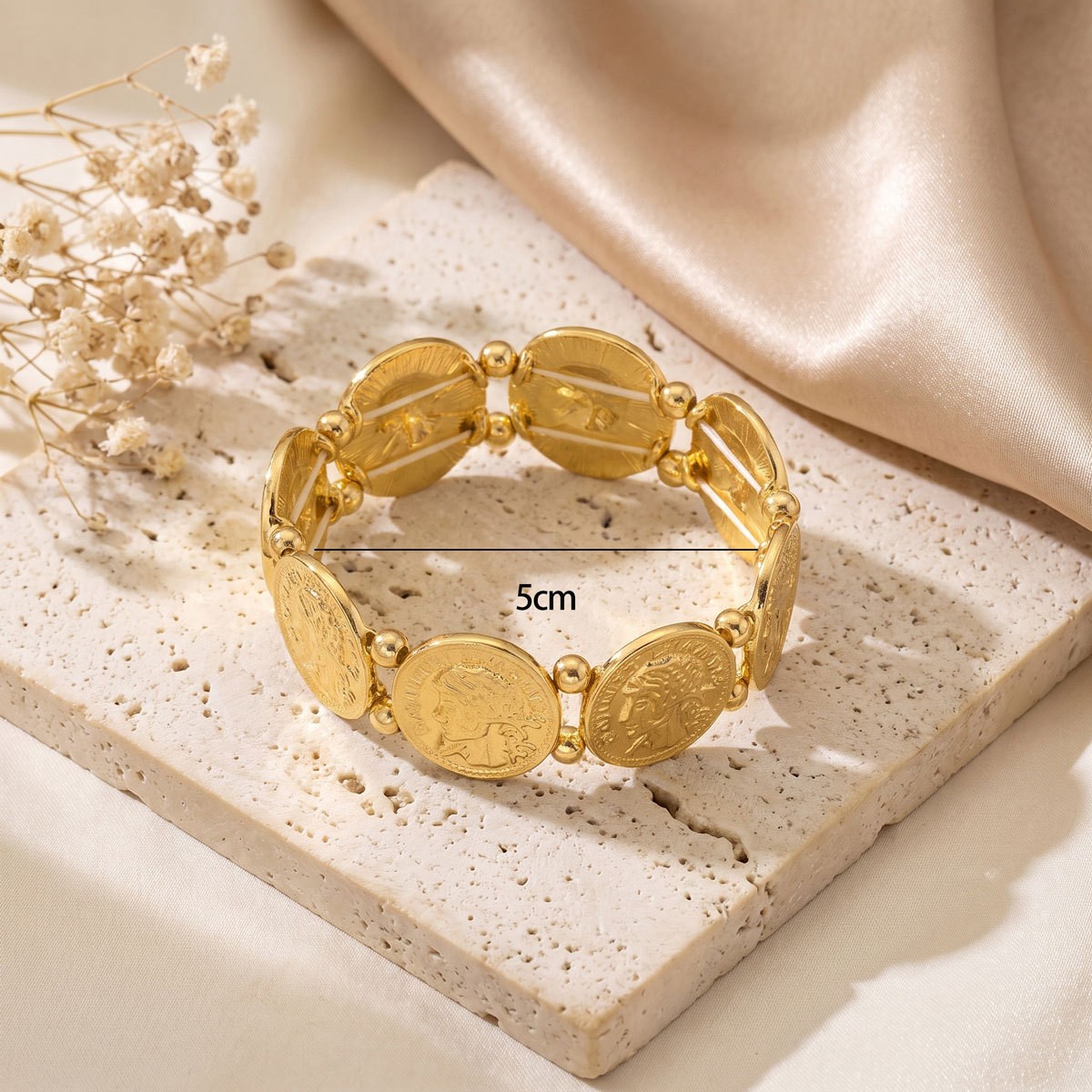 Textured Coin-Link Bracelet