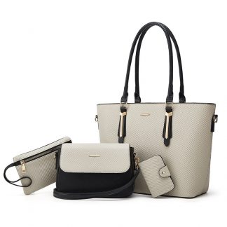 Textured Tote and Matching Bag Set - alternate view