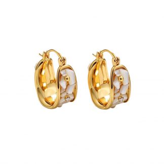 Inlay-Accent Gold-Tone Hoop Earrings - alternate view