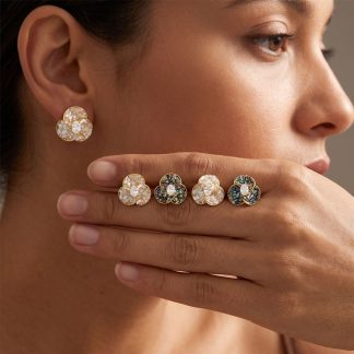 Faceted Cluster Stud Earrings
