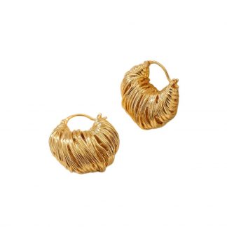 Textured Folded Hoop Earrings - alternate view
