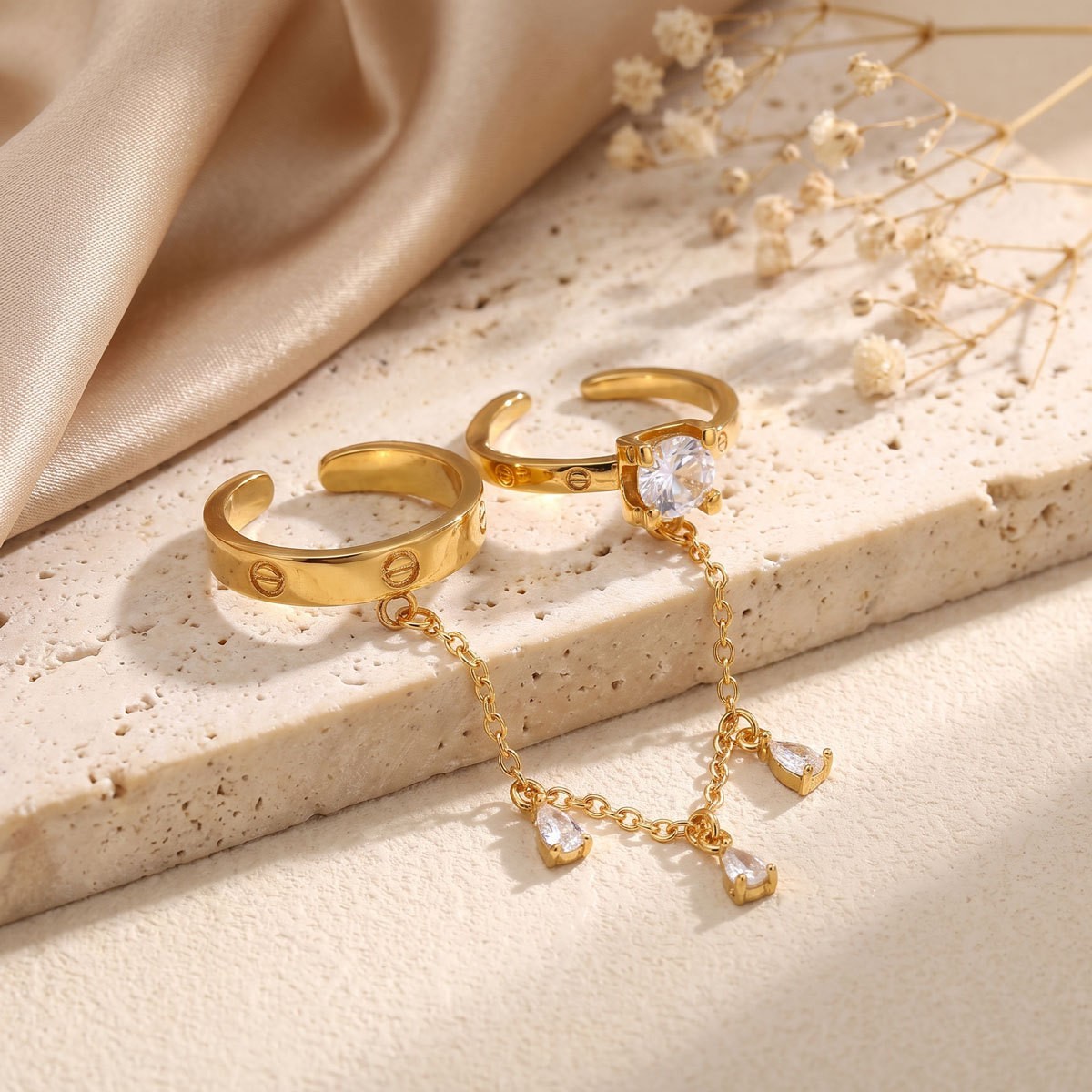 Crystal-Accent Chain Ring