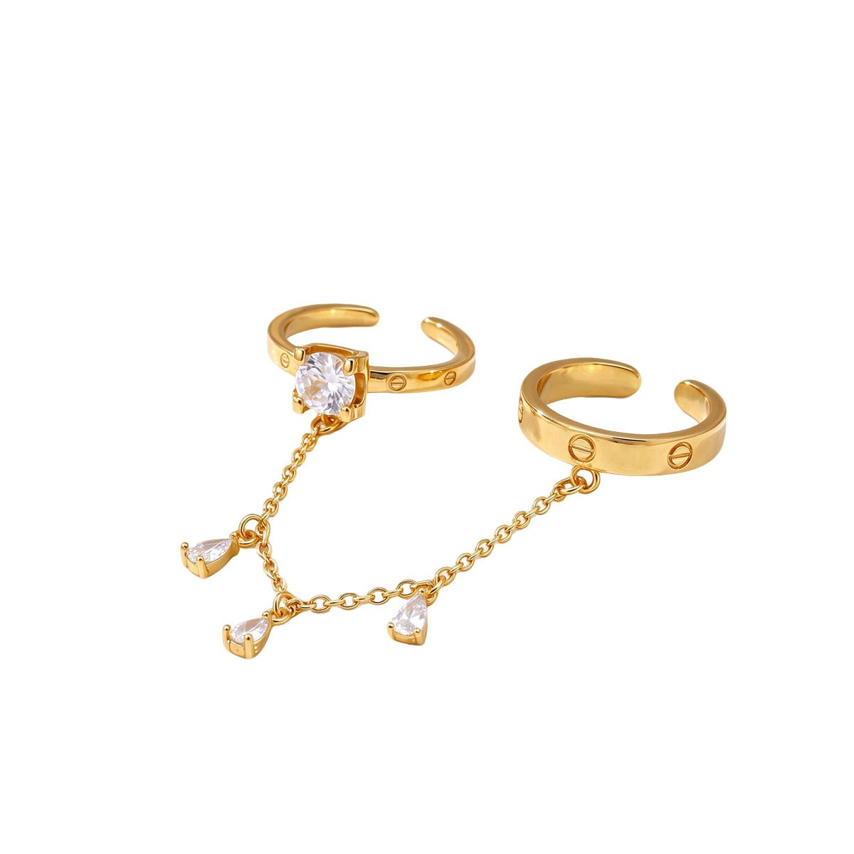 Crystal-Accent Chain Ring