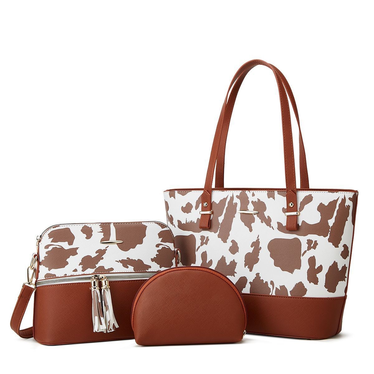 Color-Block Tassel Tote Bag Set