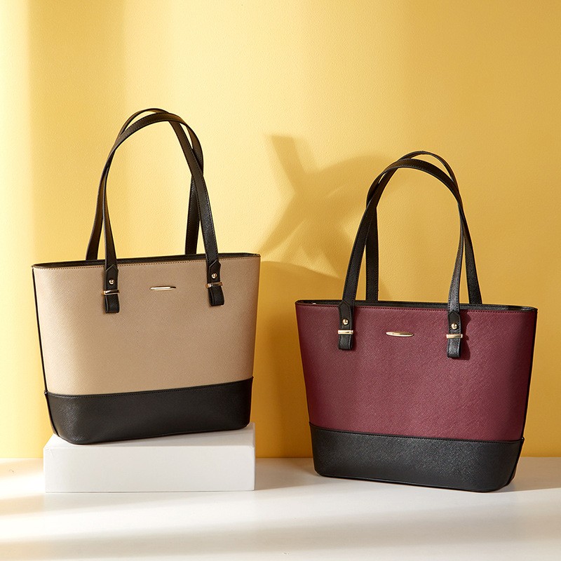 Color-Block Tassel Tote Bag Set