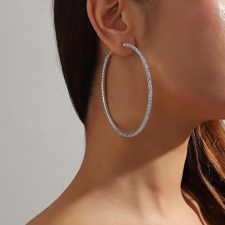 Sparkling Rhinestone Hoop Earrings