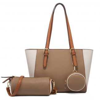 Color-Block Tote with Cylinder and Round Pouches