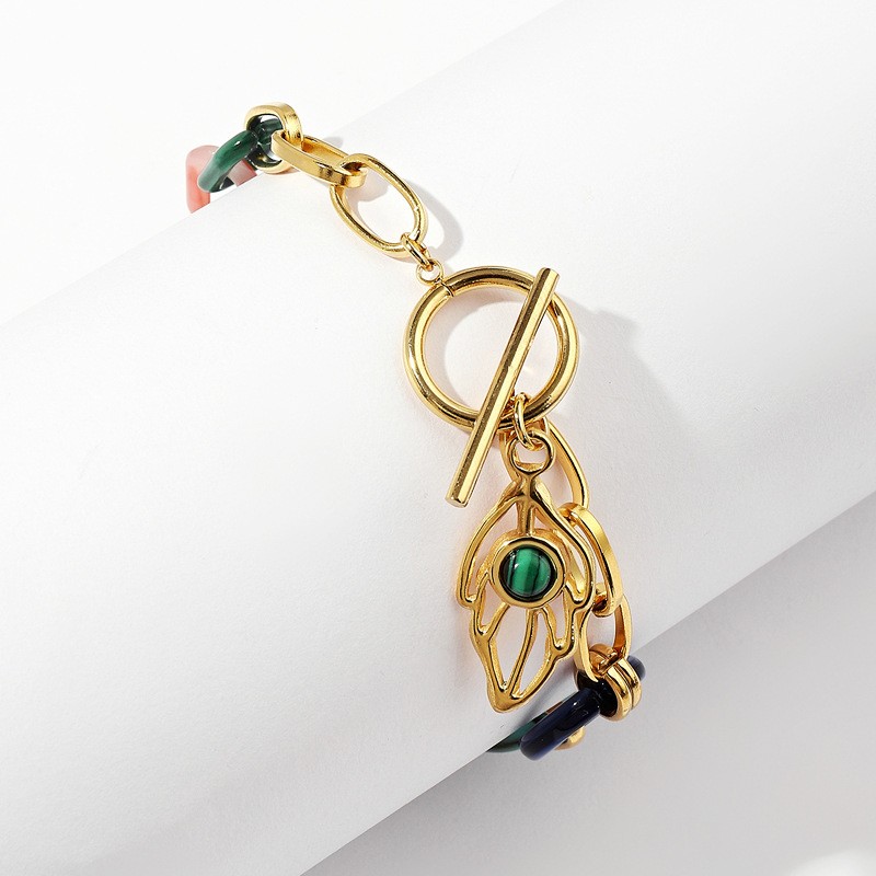 Colorful Link and Feather Charm Bracelet