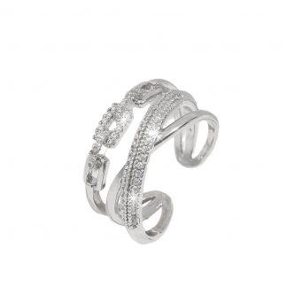 Crossed Crystal-Accent Open Ring - alternate view