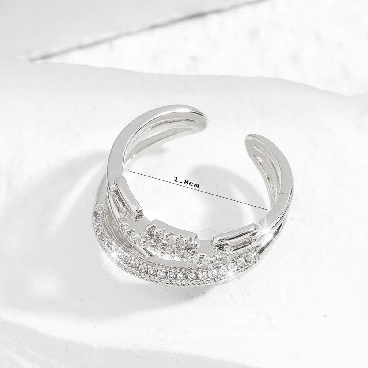 Crossed Crystal-Accent Open Ring
