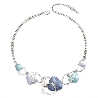 Oval Stone-Effect Necklace and Earrings Set - alternate view