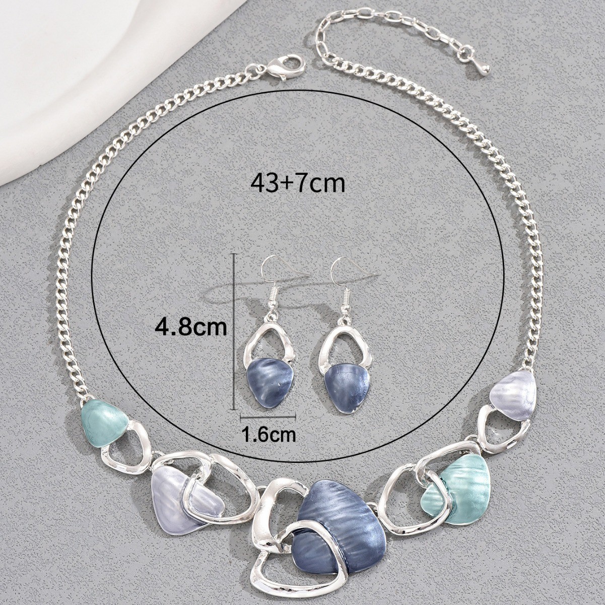 Oval Stone-Effect Necklace and Earrings Set