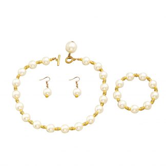 Pearl-Effect Necklace, Bracelet and Earrings Set - alternate view
