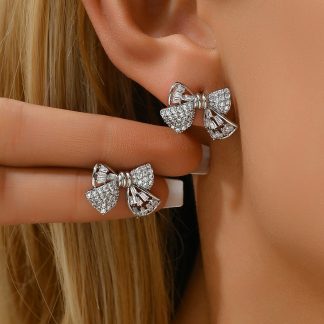 Crystal-Accent Bow Earrings