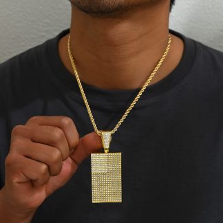 Textured Rectangle Pendant Necklace