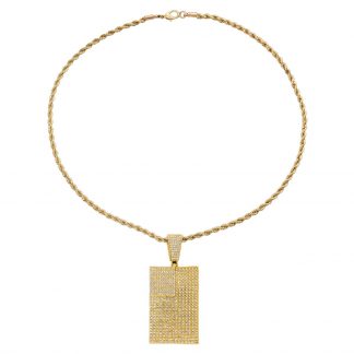 Textured Rectangle Pendant Necklace - alternate view