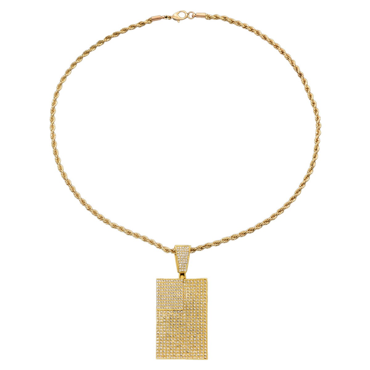 Textured Rectangle Pendant Necklace