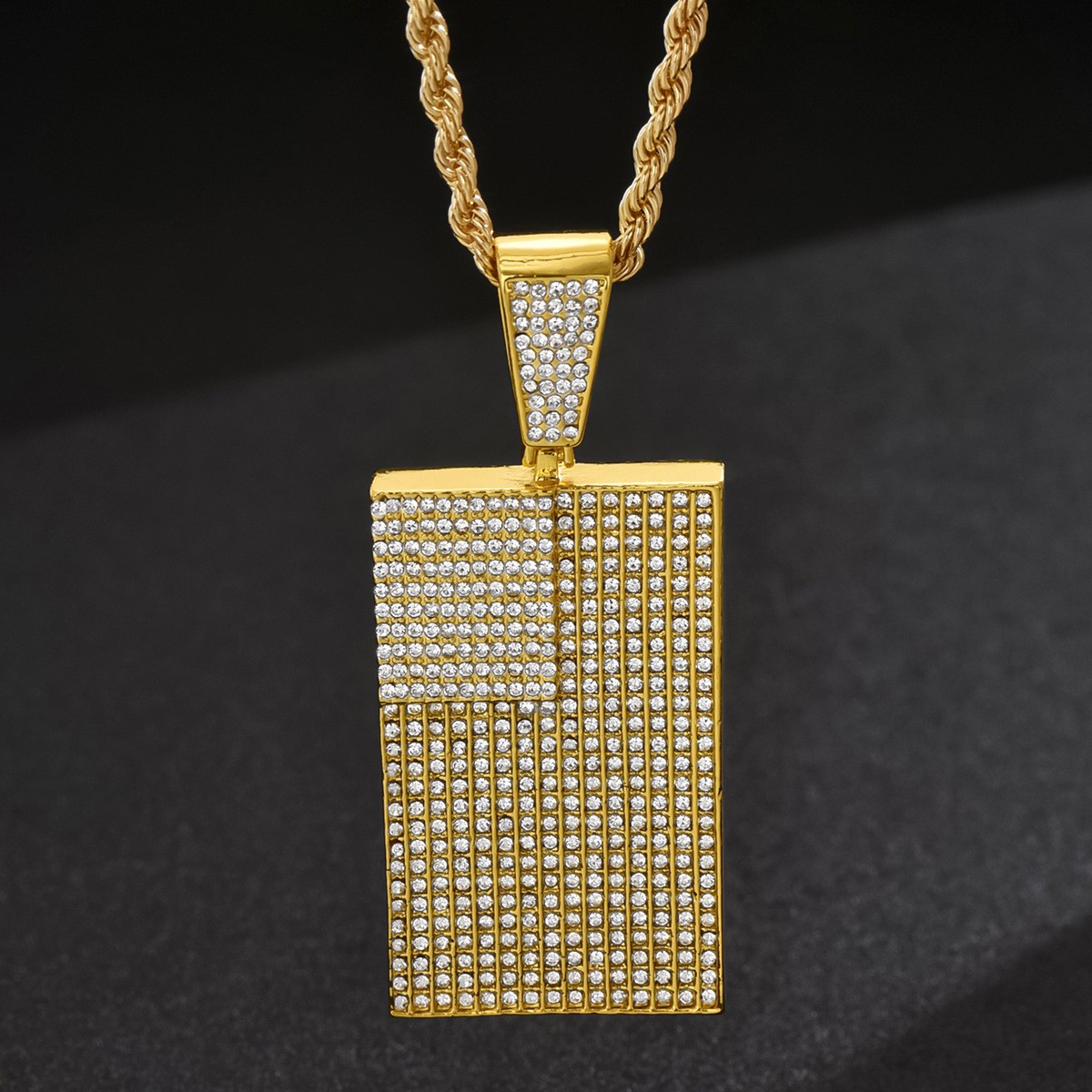 Textured Rectangle Pendant Necklace