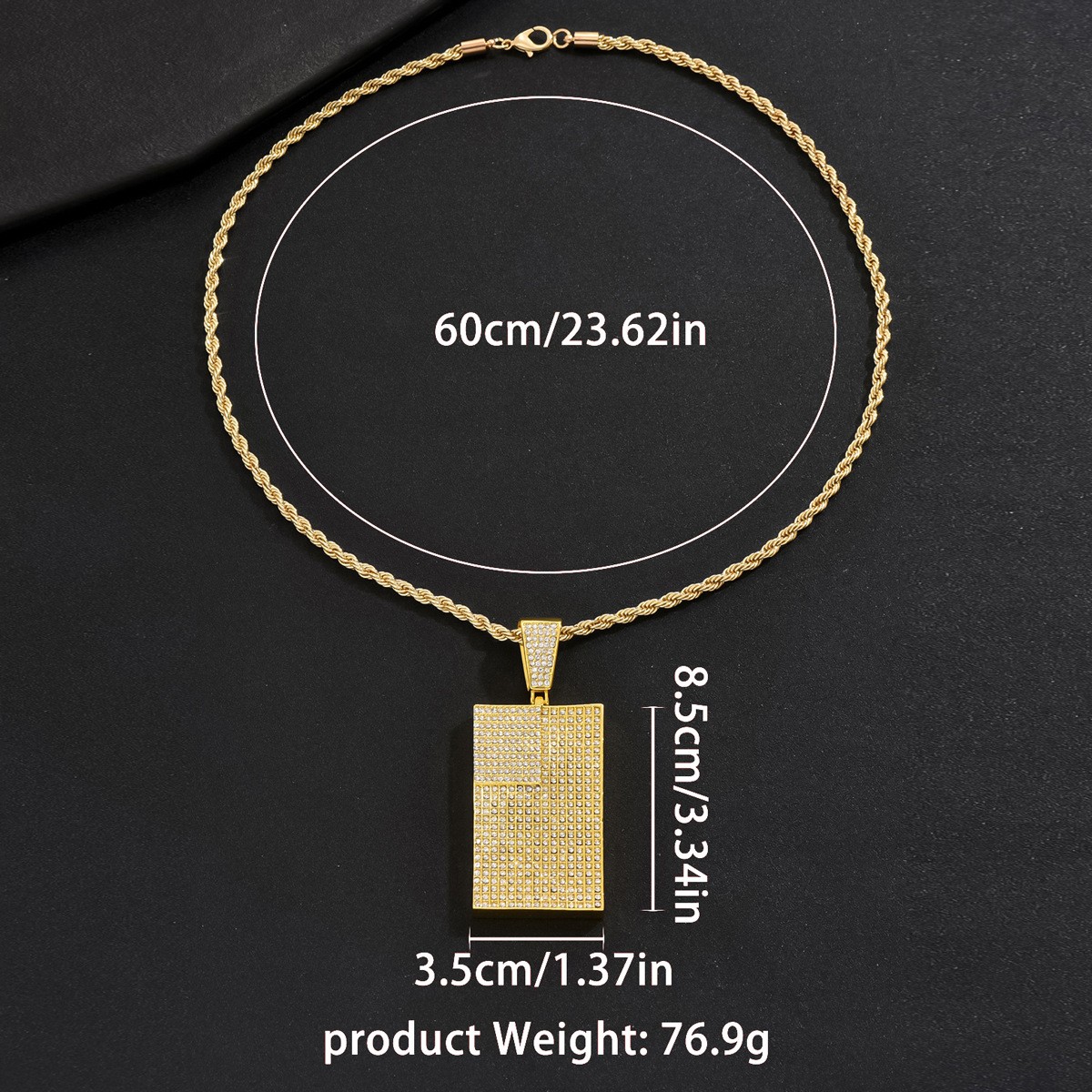 Textured Rectangle Pendant Necklace