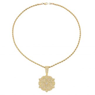 Textured Round Pendant Necklace - alternate view