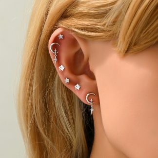 Star and Moon Ear-Jewelry Set