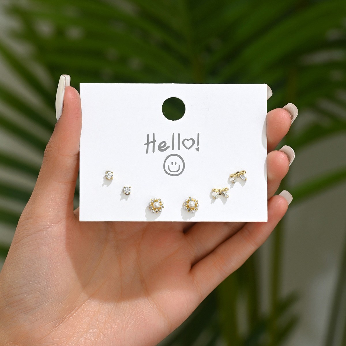 Flower and Bow Stud Earring Set