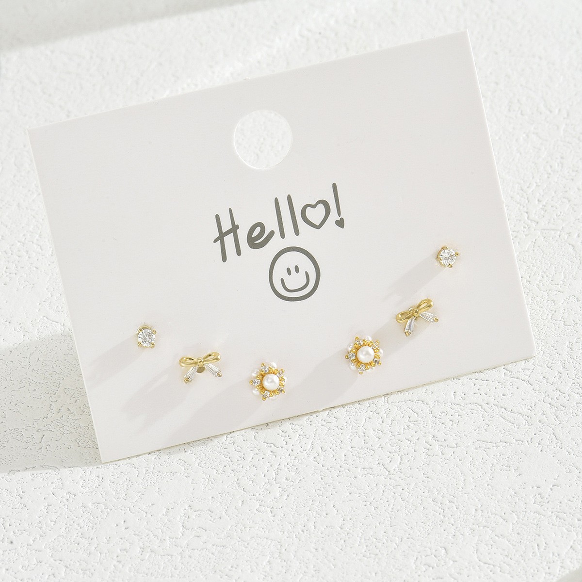 Flower and Bow Stud Earring Set