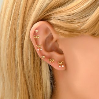 Bow and Floral Stud Earring Set