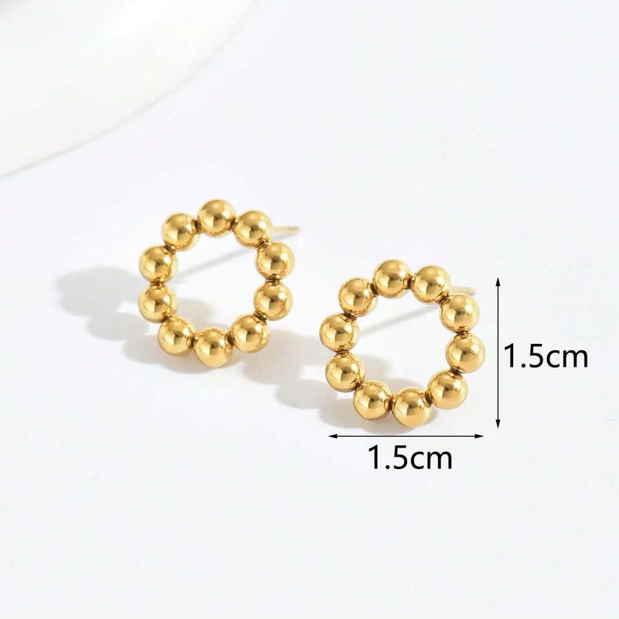 Round Bead-Cluster Earrings