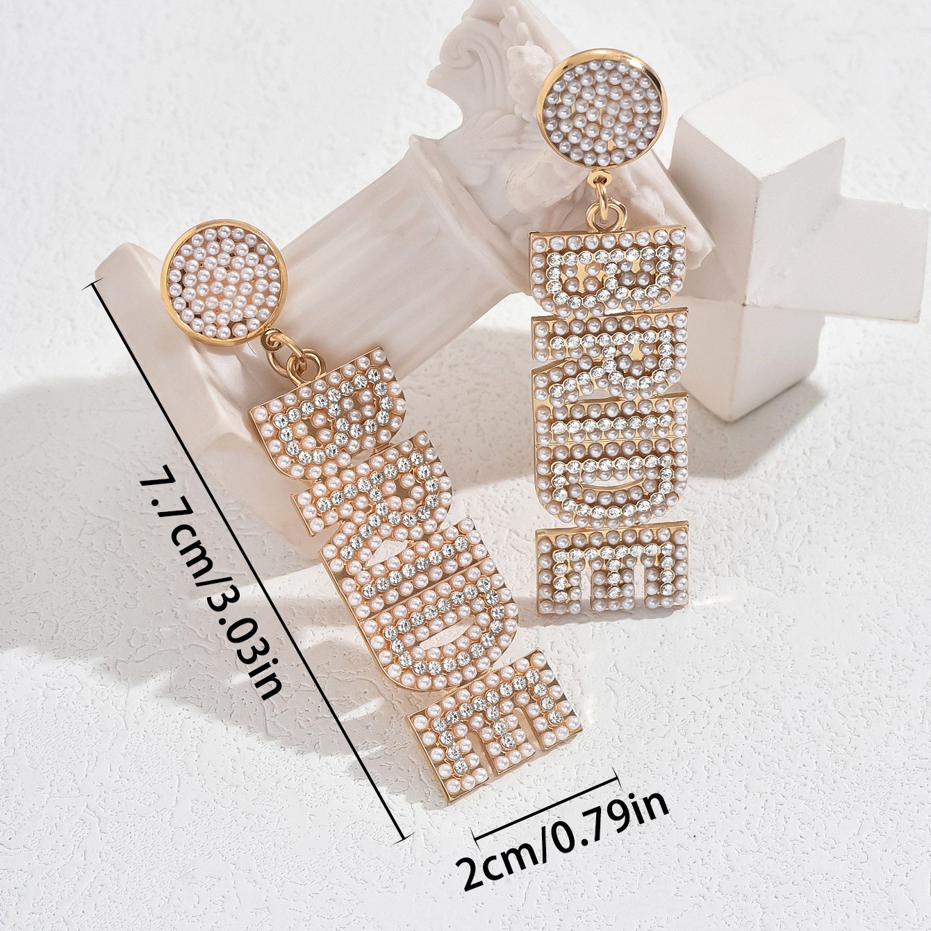 BRIDE Letter Drop Earrings