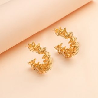Textured C-Shape Statement Earrings - alternate view