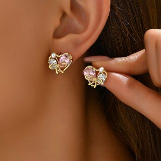 Heart and Bow Drop Earrings