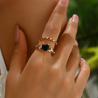 Matching Heart Open Ring Set