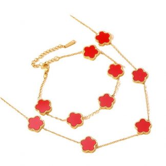 Clover Necklace, Bracelet and Earrings Set