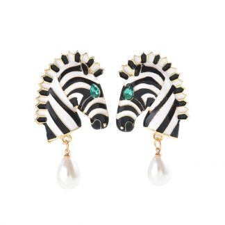 Zebra and Pearl-Accent Drop Earrings - alternate view